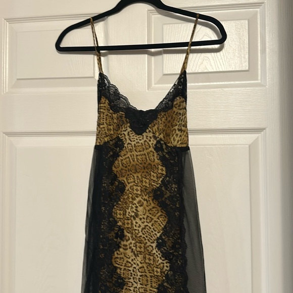 Vintage Seductive Wear by Cinema Exoile long leopard & chiffon nightgown Sz Med - Picture 1 of 9